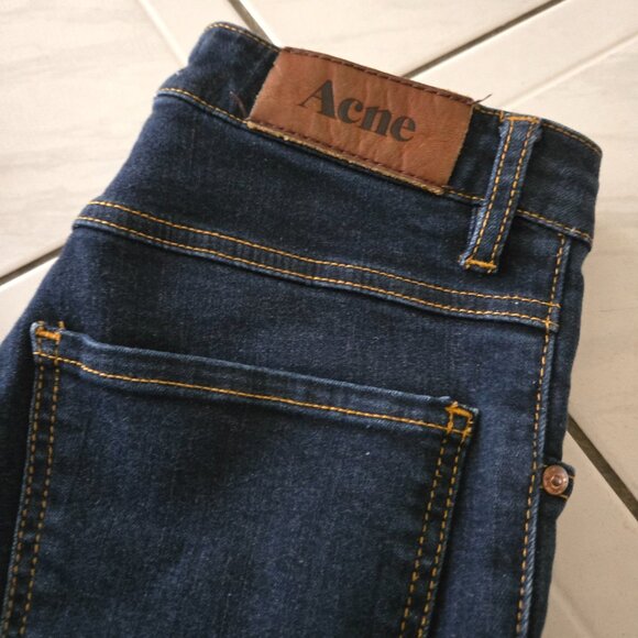 Acne Needle Soft Raw Skinny Jeans Dark Blue 31/32 - Picture 2 of 5